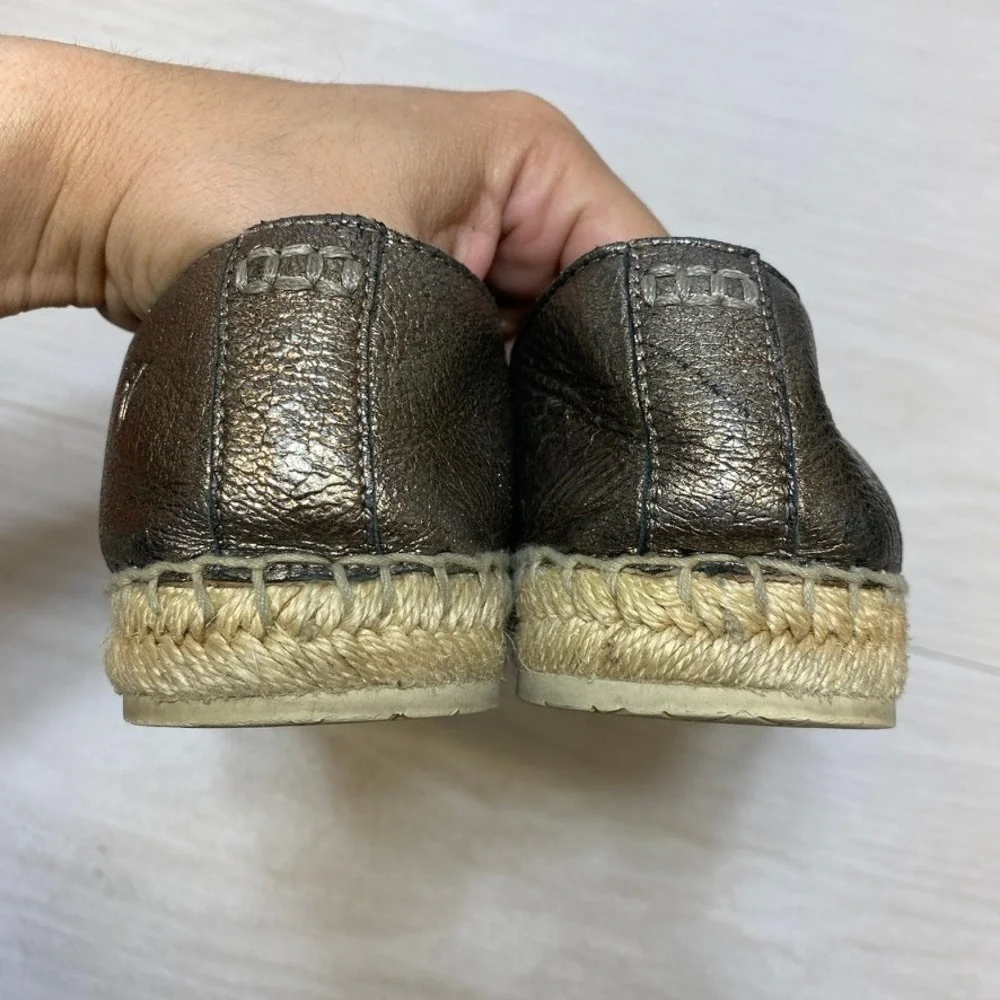 Frye Ivy Espadrille Slip On Gold Metallic Leather‎ Flats 3470070-GSL Womens 7.5M